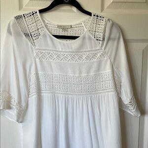 Pale Sky White Lace Detail Blouse
